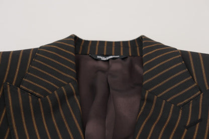 Blazer à simple boutonnage rayé noir et brun de Dolce & Gabbana