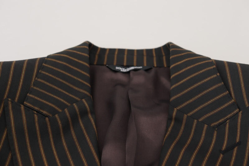 Blazer à simple boutonnage rayé noir et brun de Dolce &amp; Gabbana