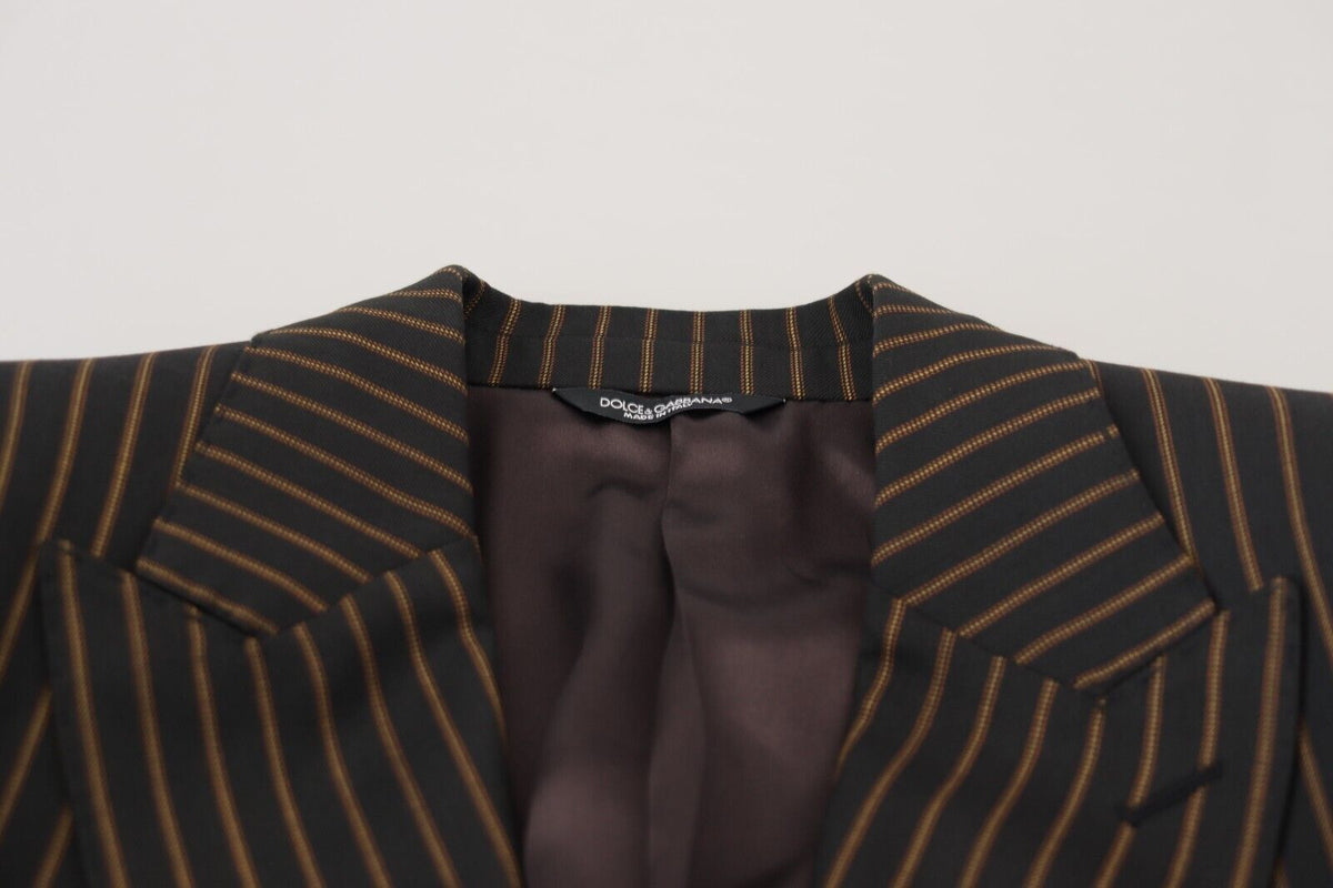 Blazer à simple boutonnage rayé noir et brun de Dolce &amp; Gabbana