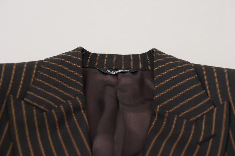Blazer à simple boutonnage rayé noir et brun de Dolce &amp; Gabbana