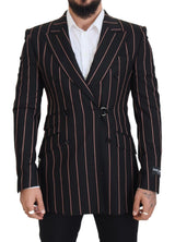 Dolce &amp; Gabbana Blazer à rayures noires en viscose à double boutonnage