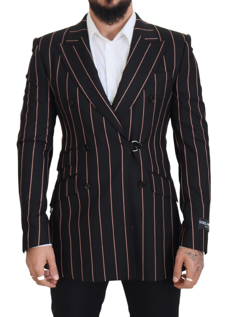 Dolce &amp; Gabbana Blazer à rayures noires en viscose à double boutonnage