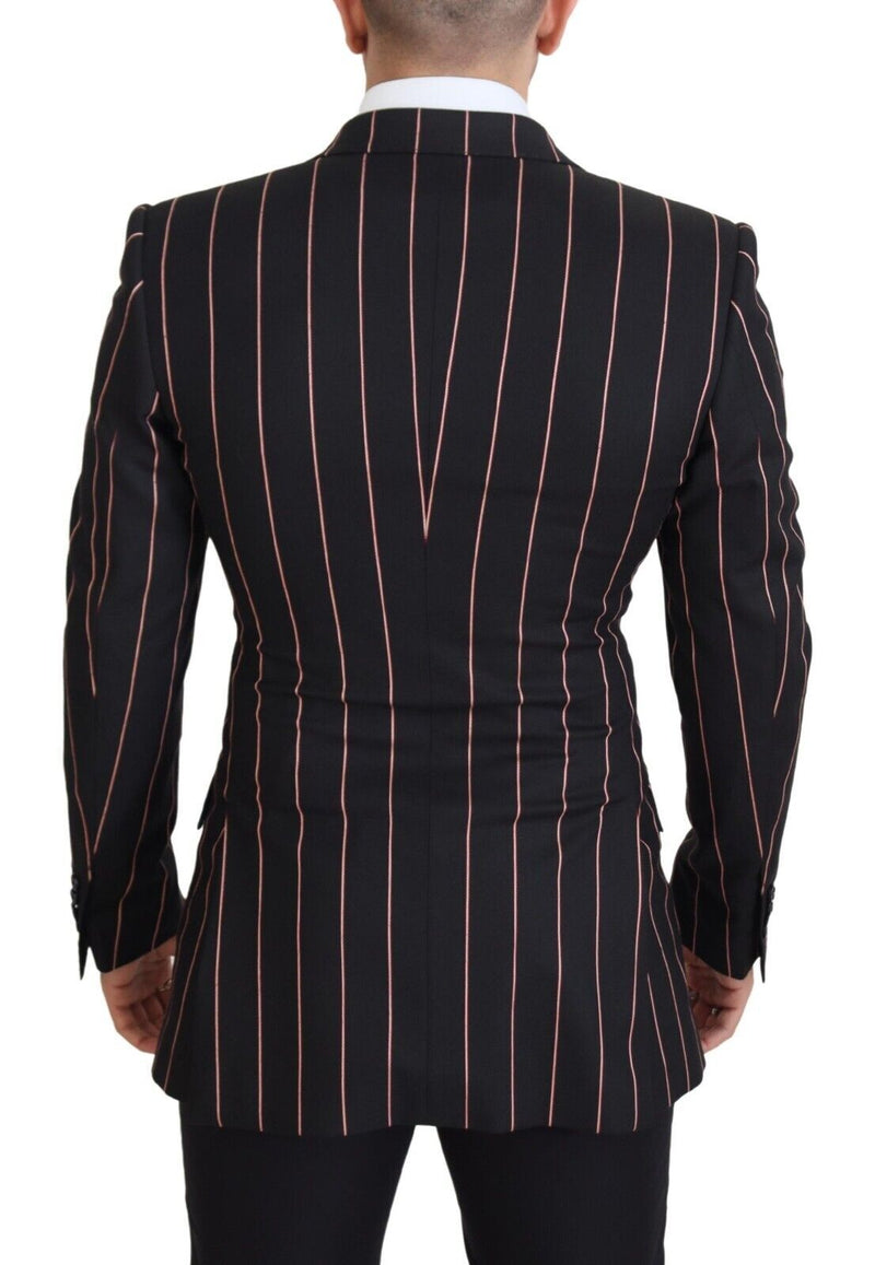 Dolce &amp; Gabbana Blazer à rayures noires en viscose à double boutonnage