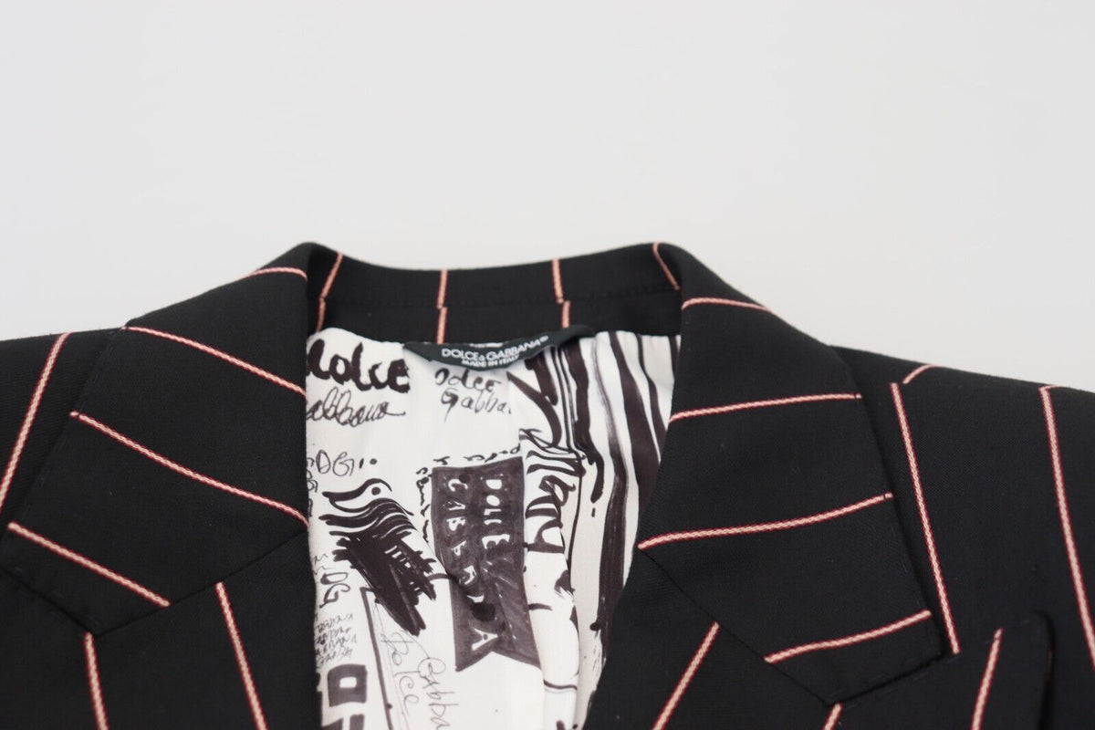 Dolce &amp; Gabbana Blazer à rayures noires en viscose à double boutonnage