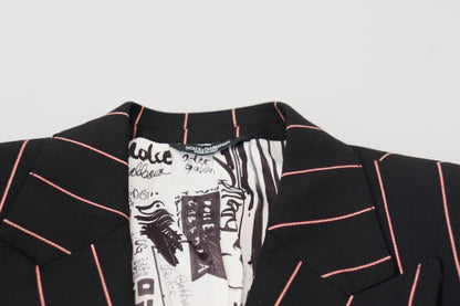 Dolce & Gabbana Blazer à rayures noires en viscose à double boutonnage