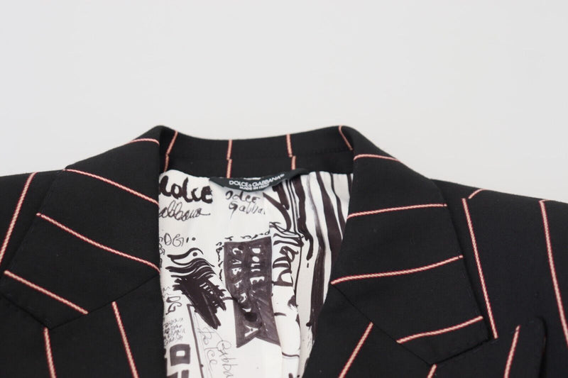 Dolce &amp; Gabbana Blazer à rayures noires en viscose à double boutonnage