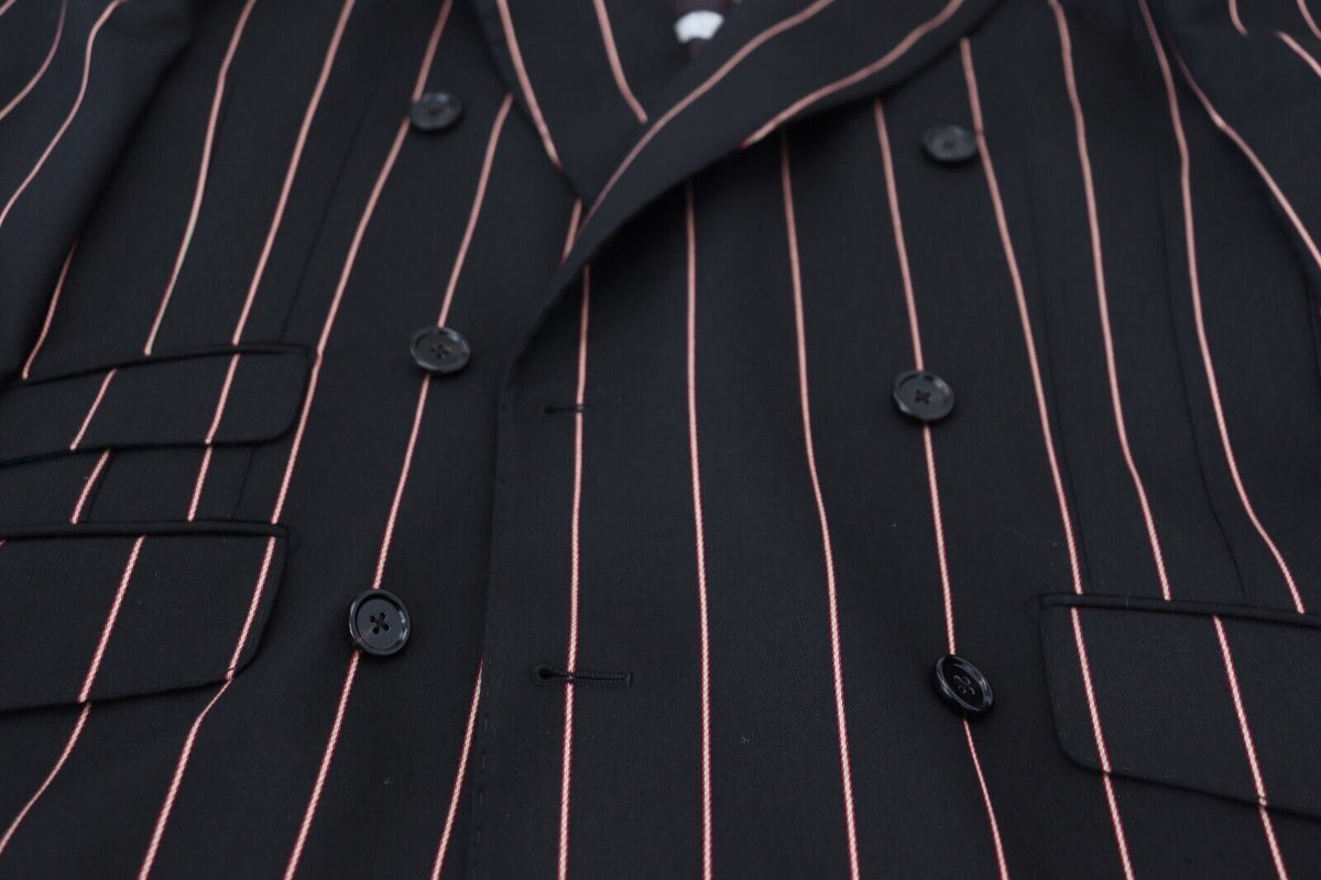 Dolce &amp; Gabbana Blazer à rayures noires en viscose à double boutonnage