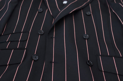 Dolce & Gabbana Blazer à rayures noires en viscose à double boutonnage