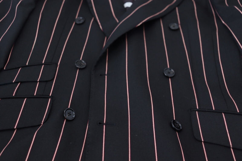 Dolce &amp; Gabbana Blazer à rayures noires en viscose à double boutonnage