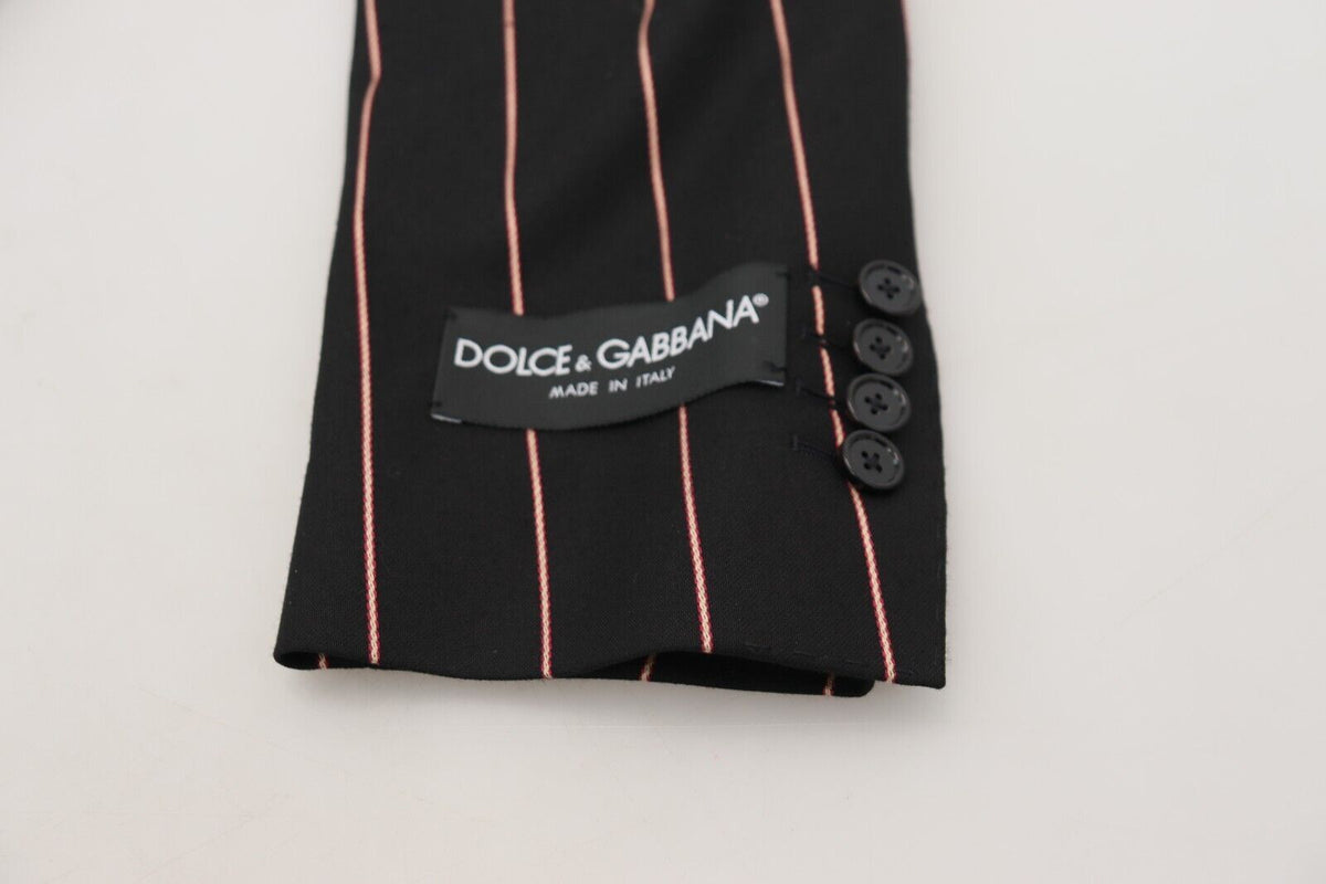 Dolce &amp; Gabbana Blazer à rayures noires en viscose à double boutonnage