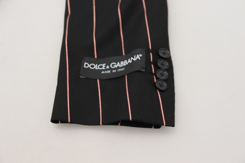 Dolce &amp; Gabbana Blazer à rayures noires en viscose à double boutonnage