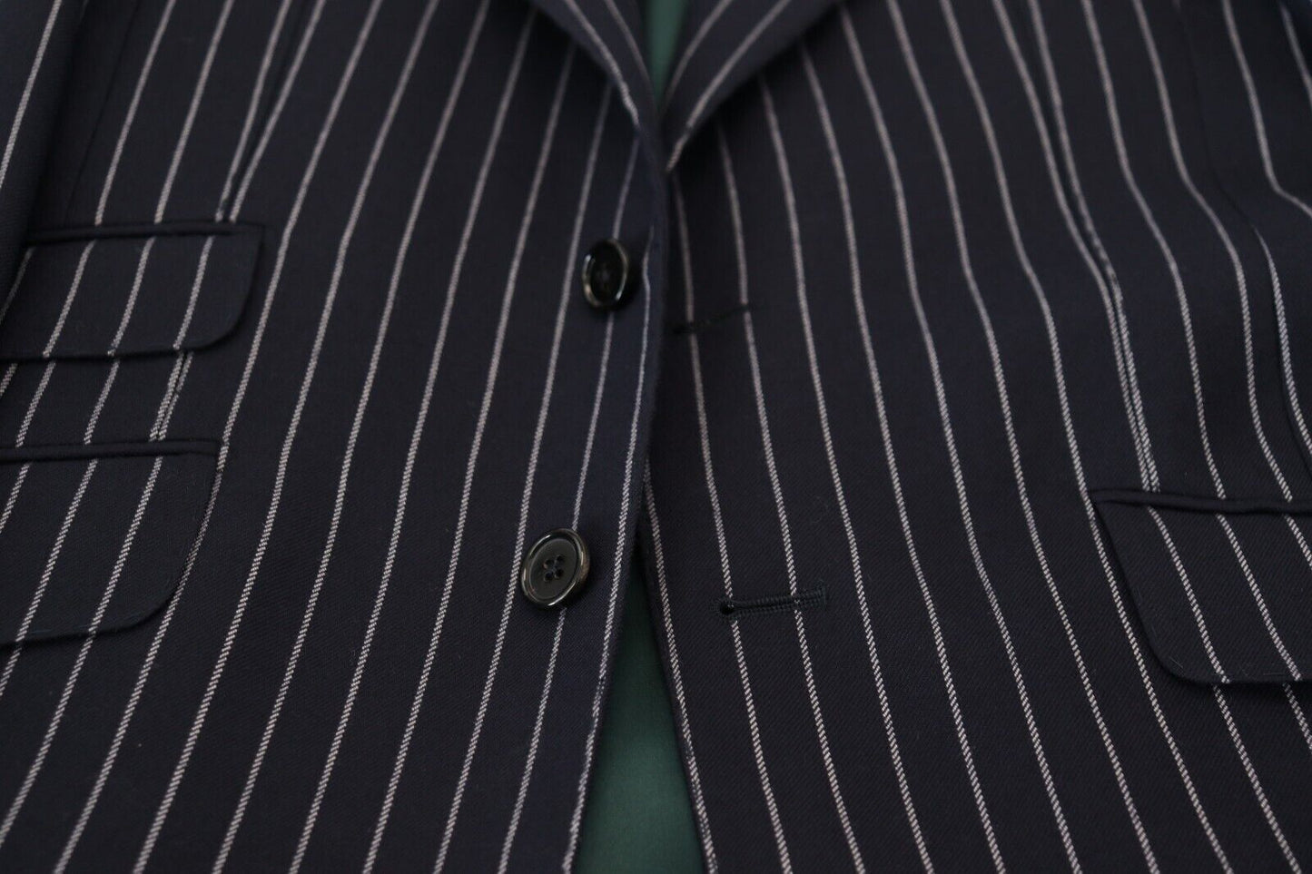 Dolce &amp; Gabbana Blazer à simple boutonnage en laine rayée bleu foncé