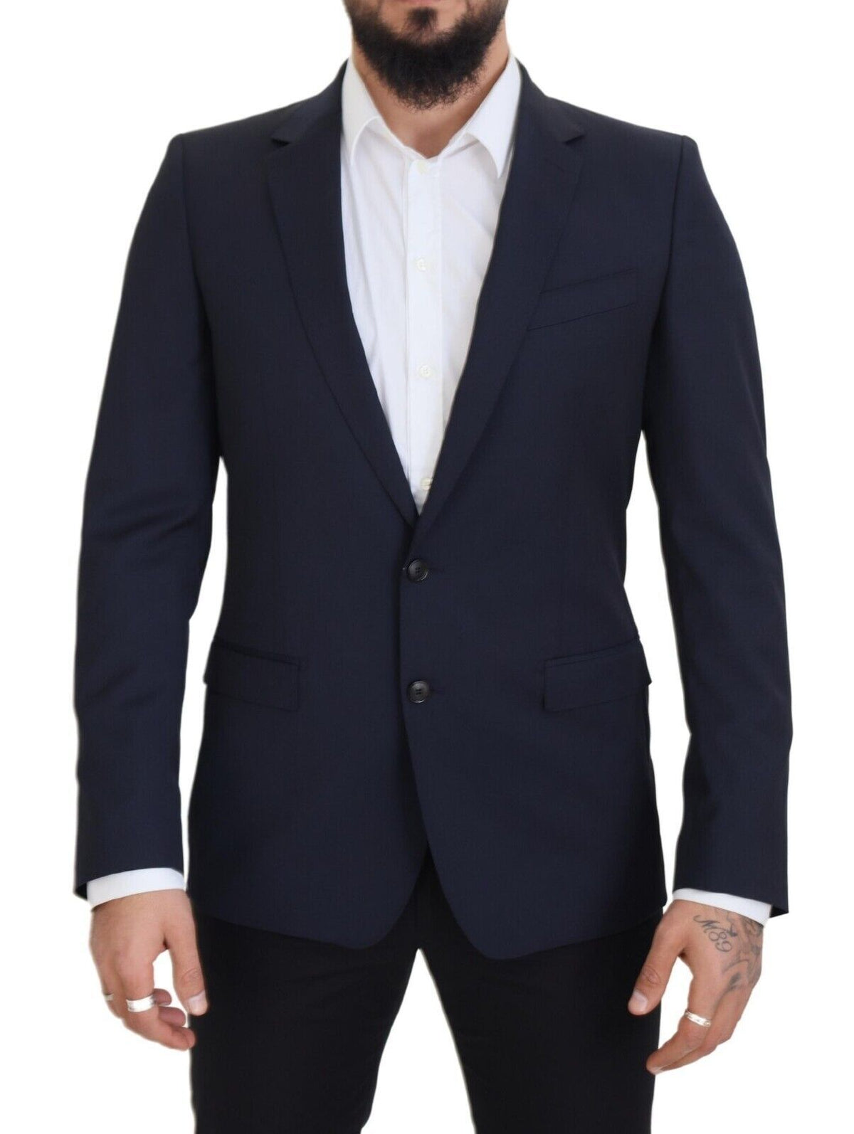 Dolce &amp; Gabbana Blazer MARTINI bleu foncé en laine à simple boutonnage