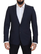 Dolce &amp; Gabbana Blazer MARTINI bleu foncé en laine à simple boutonnage