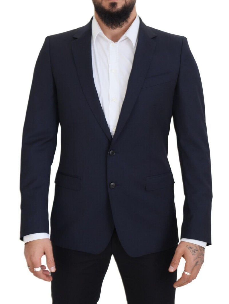 Dolce &amp; Gabbana Blazer MARTINI bleu foncé en laine à simple boutonnage