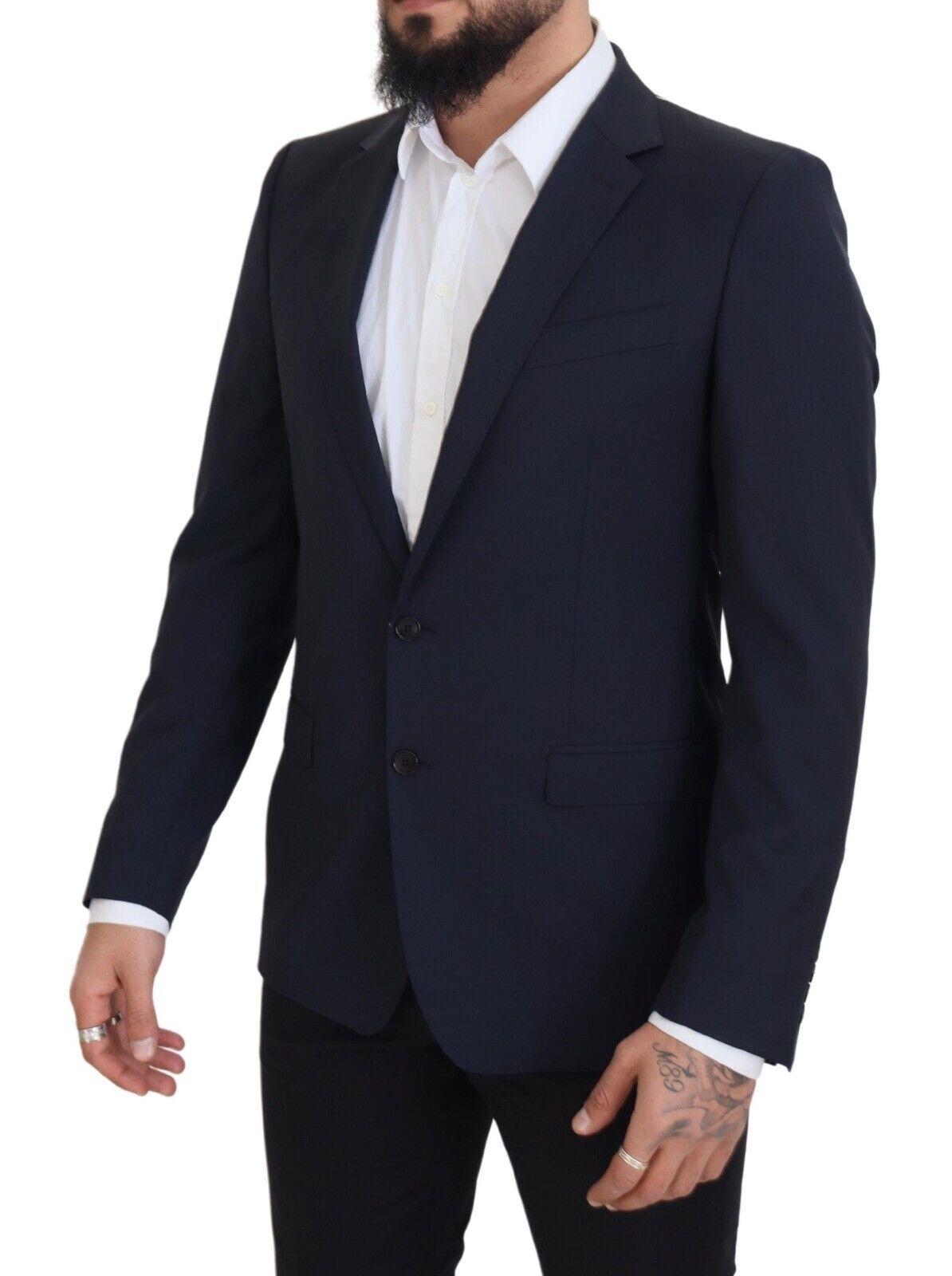 Dolce &amp; Gabbana Blazer MARTINI bleu foncé en laine à simple boutonnage