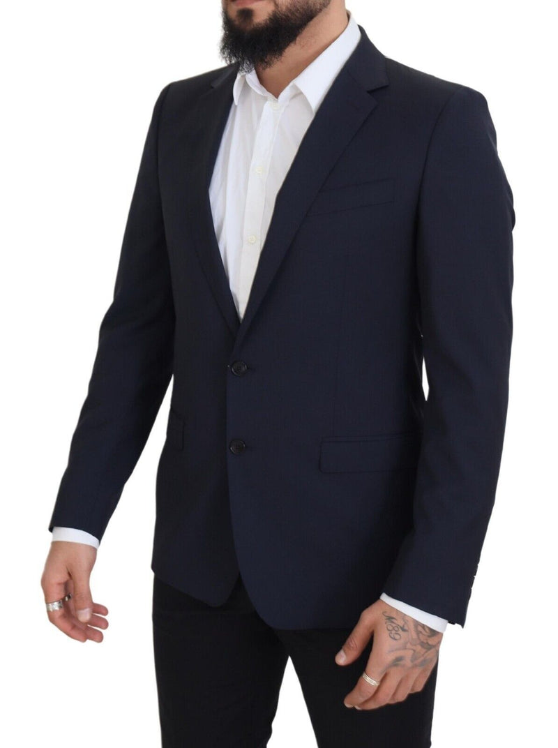 Dolce &amp; Gabbana Blazer MARTINI bleu foncé en laine à simple boutonnage