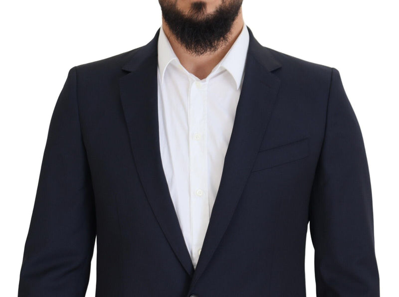 Dolce &amp; Gabbana Blazer MARTINI bleu foncé en laine à simple boutonnage