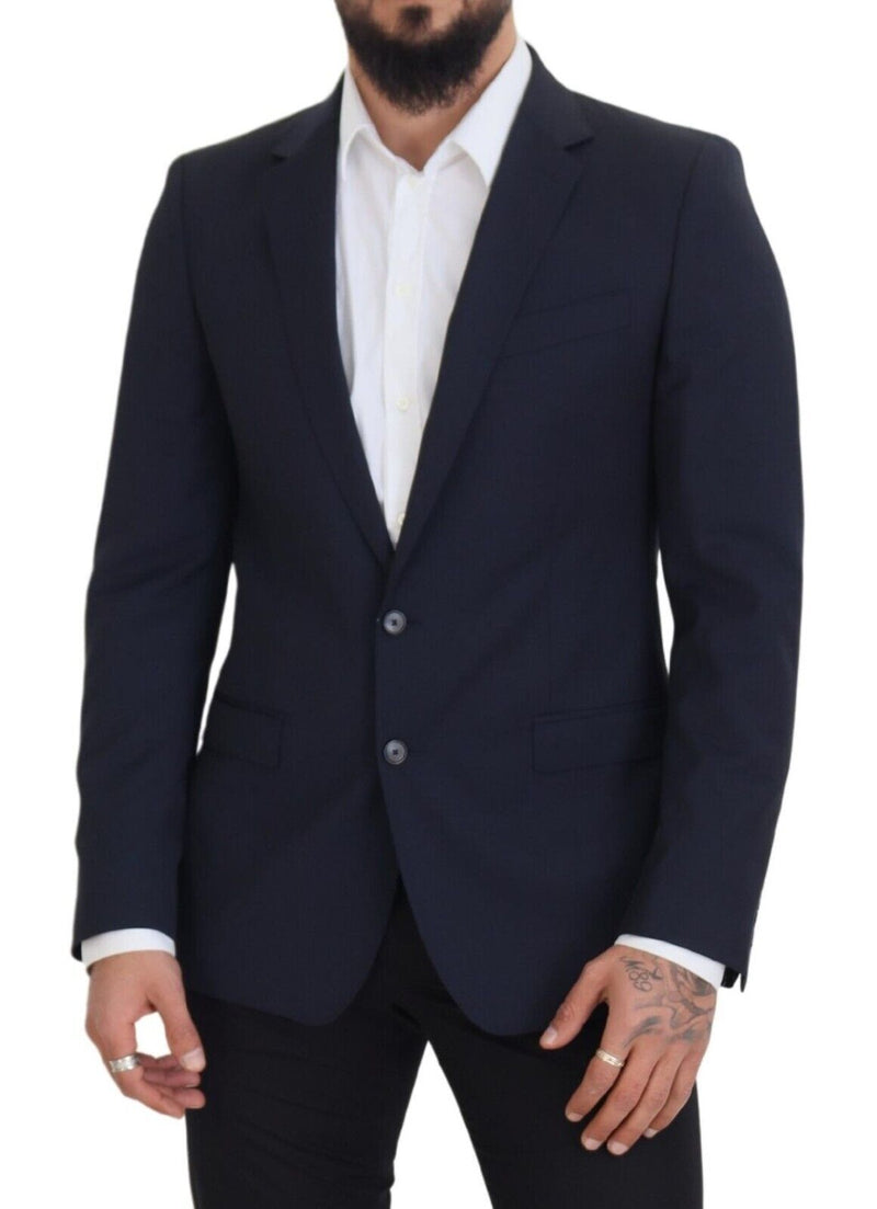 Dolce &amp; Gabbana Blazer MARTINI bleu foncé en laine à simple boutonnage