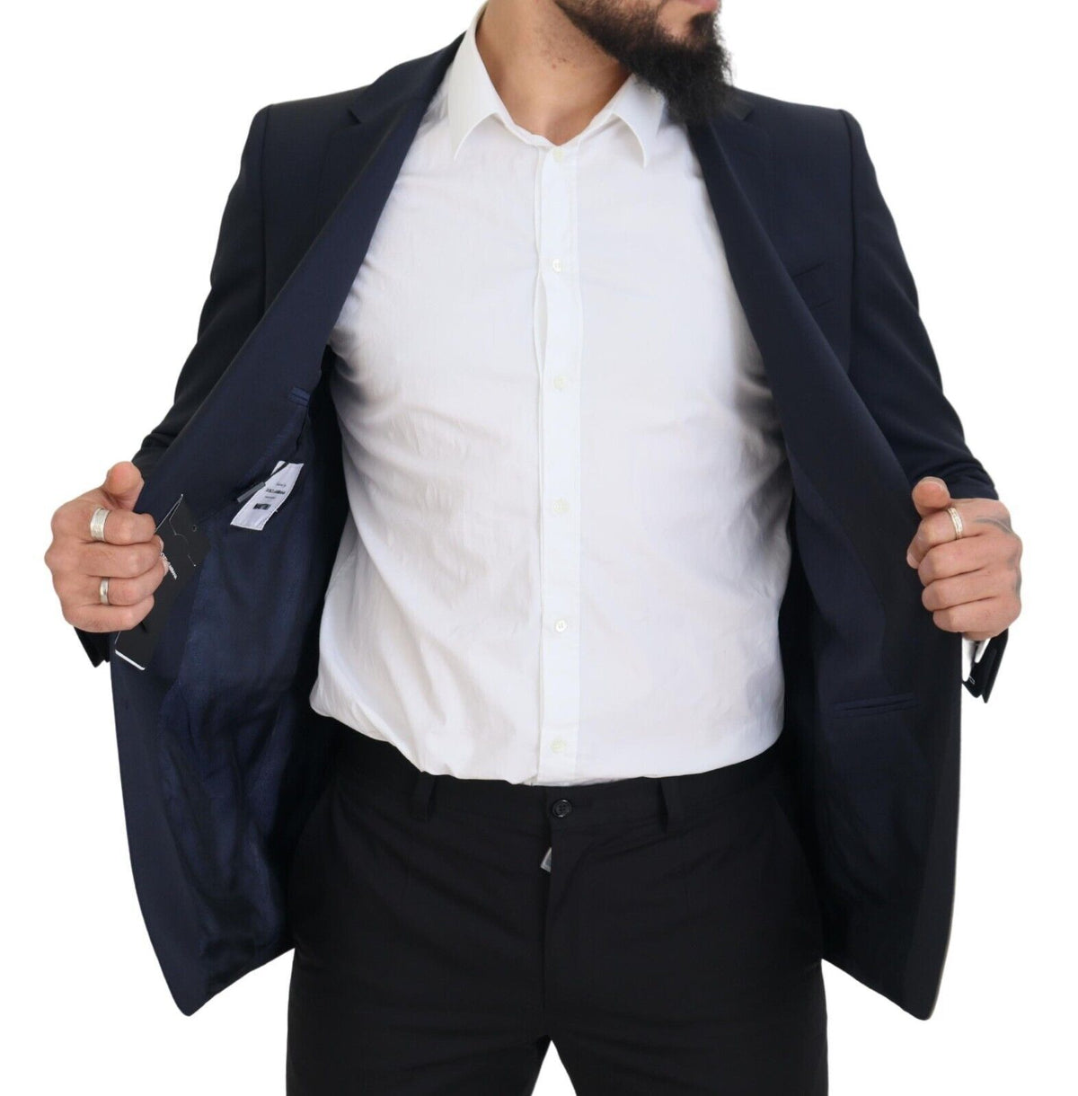 Dolce &amp; Gabbana Blazer MARTINI bleu foncé en laine à simple boutonnage