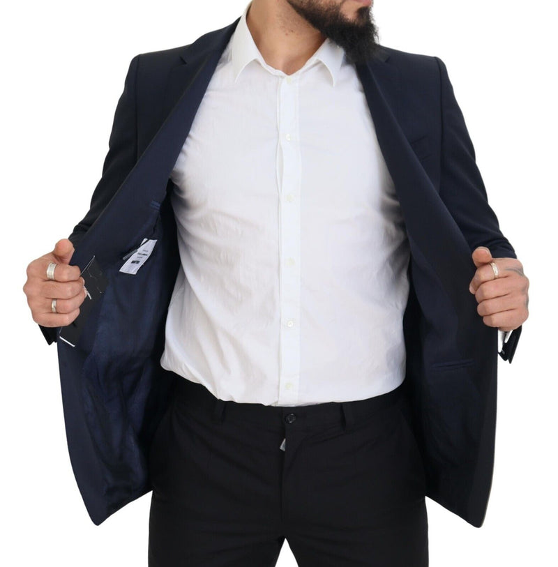 Dolce &amp; Gabbana Blazer MARTINI bleu foncé en laine à simple boutonnage