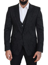Dolce & Gabbana Black Floral Brocade MARTINI Suit