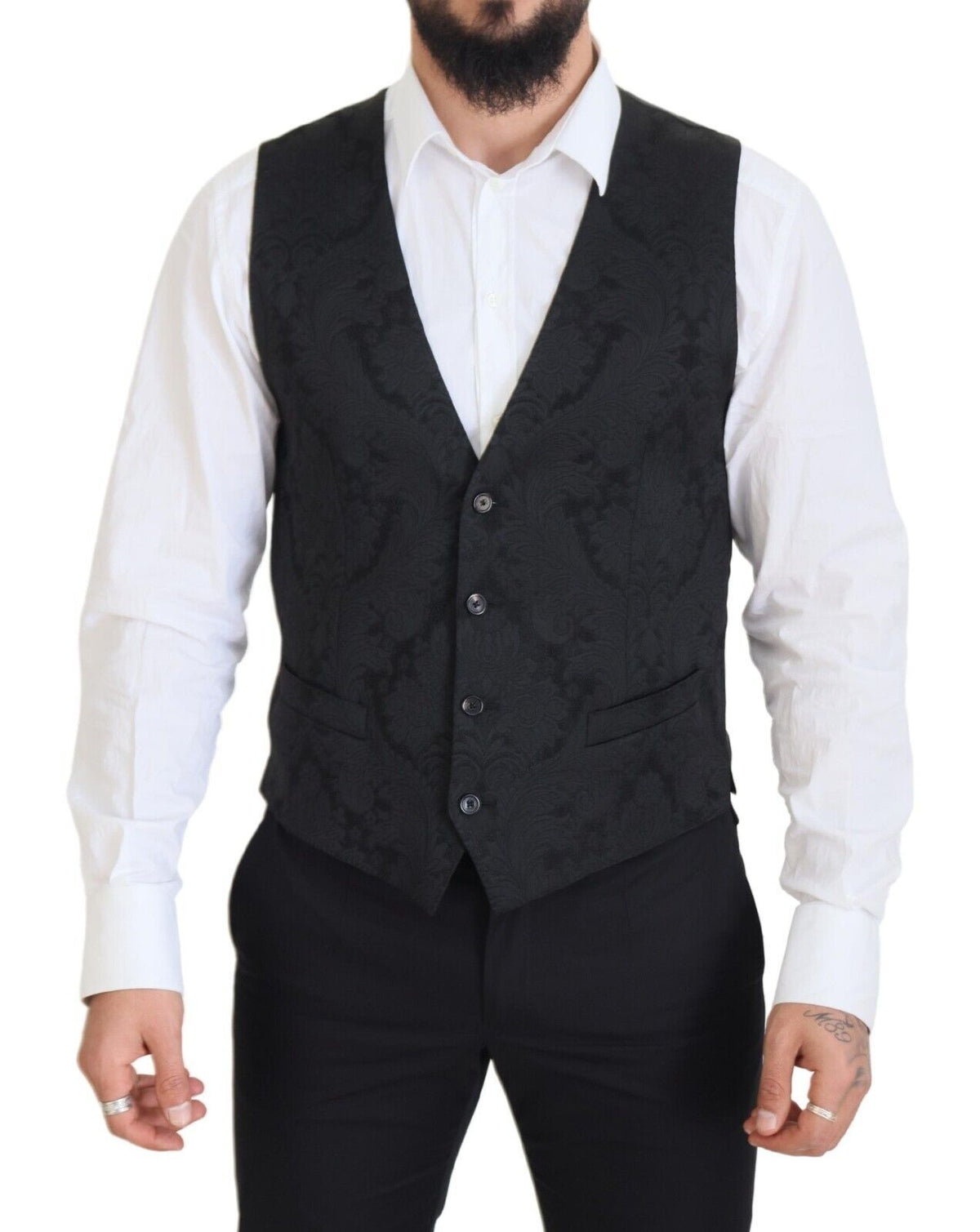 Dolce & Gabbana Black Floral Brocade MARTINI Suit