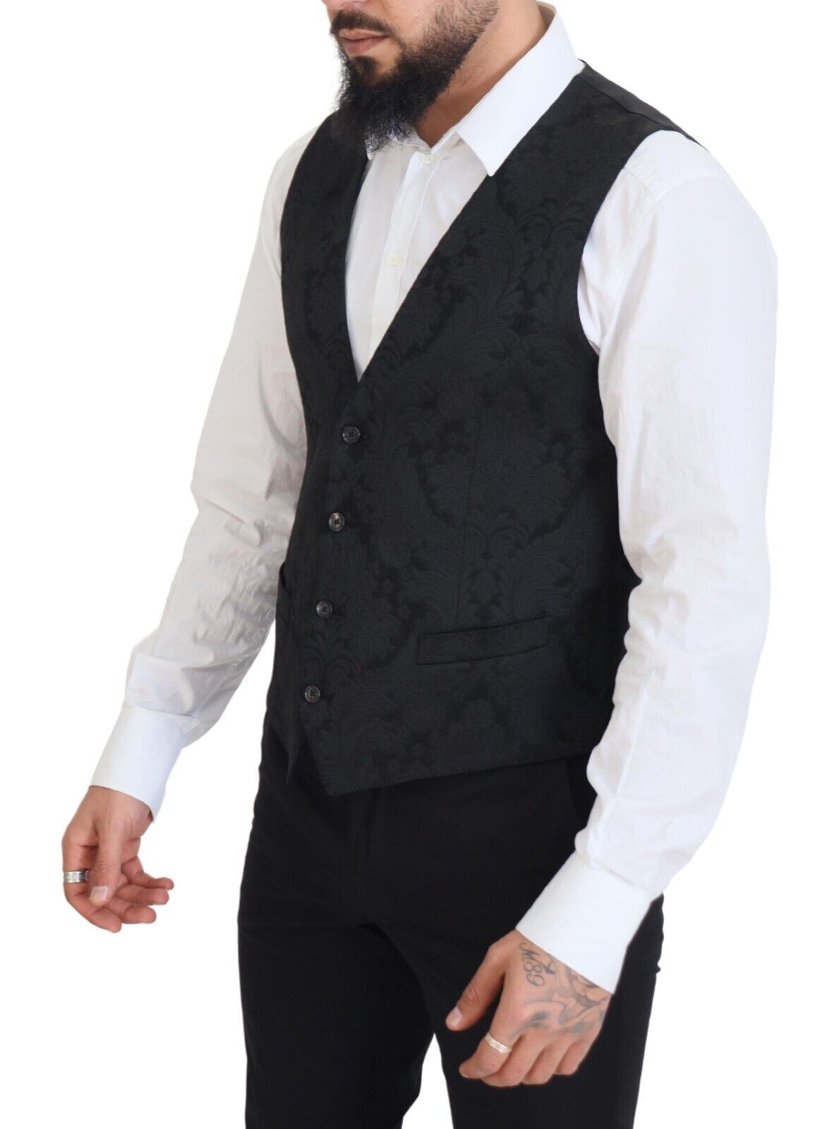 Dolce & Gabbana Black Floral Brocade MARTINI Suit