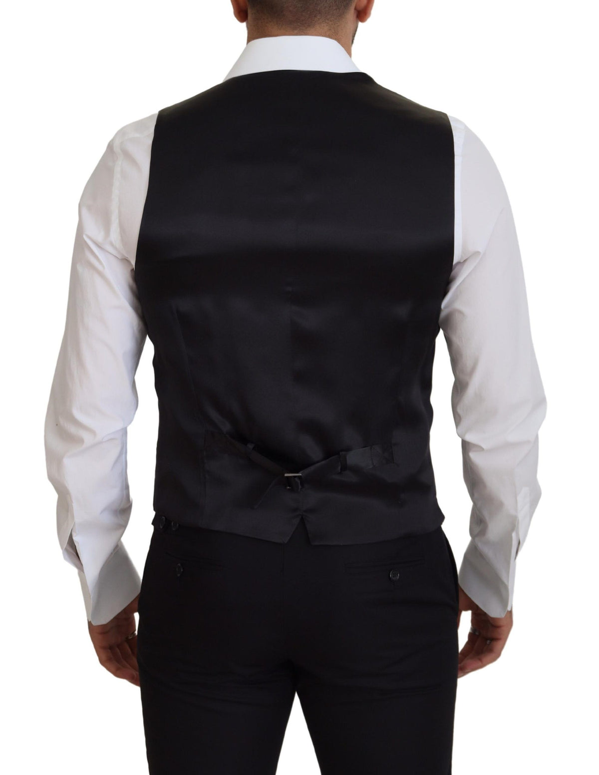 Dolce & Gabbana Black Virgin Wool Waistcoat - Formal Dress Vest