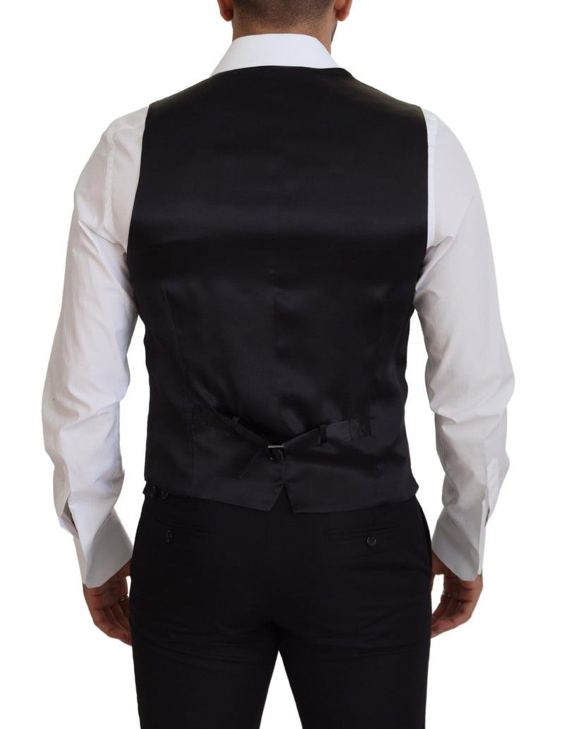 Dolce & Gabbana Black Virgin Wool Waistcoat - Formal Dress Vest