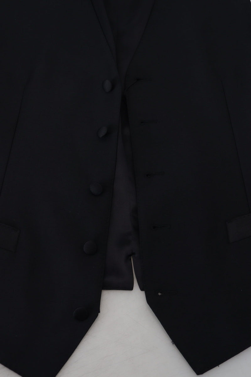 Dolce & Gabbana Black Virgin Wool Waistcoat - Formal Dress Vest