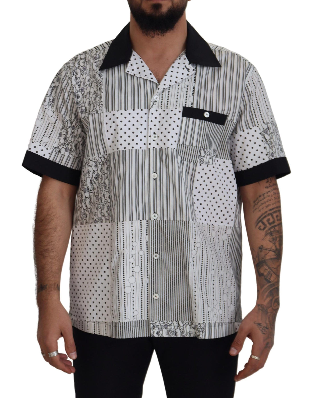 Chemise à boutons blanche et noire à motifs de Dolce &amp; Gabbana