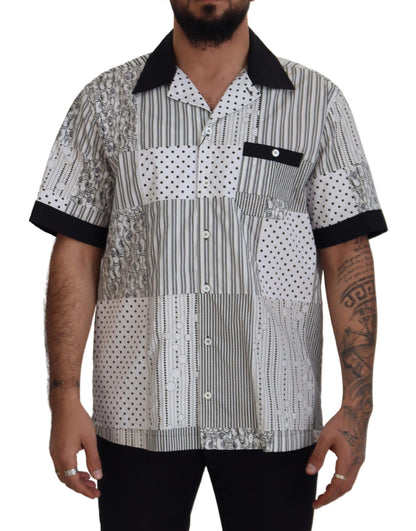 Chemise à boutons blanche et noire à motifs de Dolce &amp; Gabbana