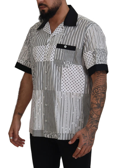 Chemise à boutons blanche et noire à motifs de Dolce &amp; Gabbana
