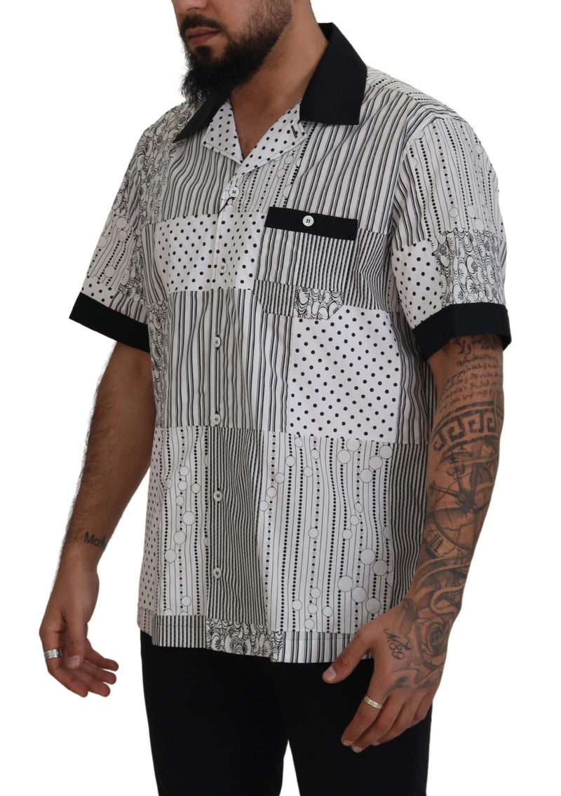 Chemise à boutons blanche et noire à motifs de Dolce &amp; Gabbana