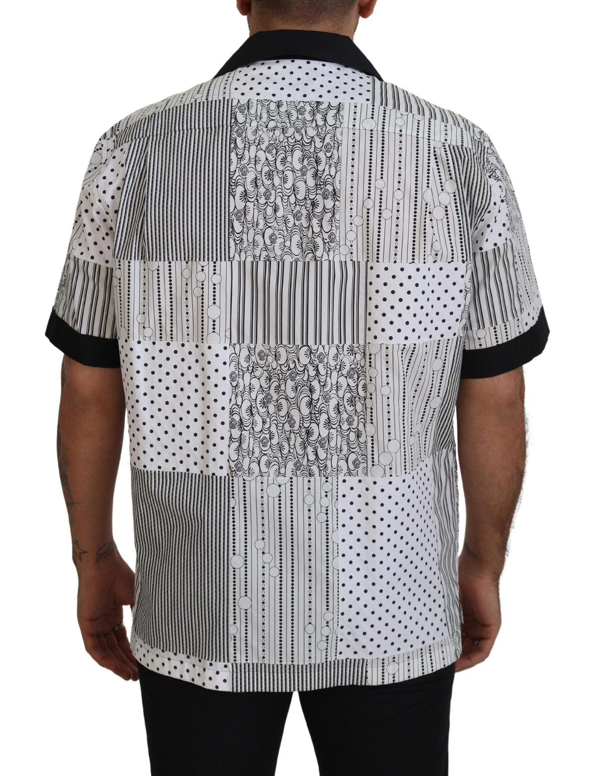 Chemise à boutons blanche et noire à motifs de Dolce &amp; Gabbana