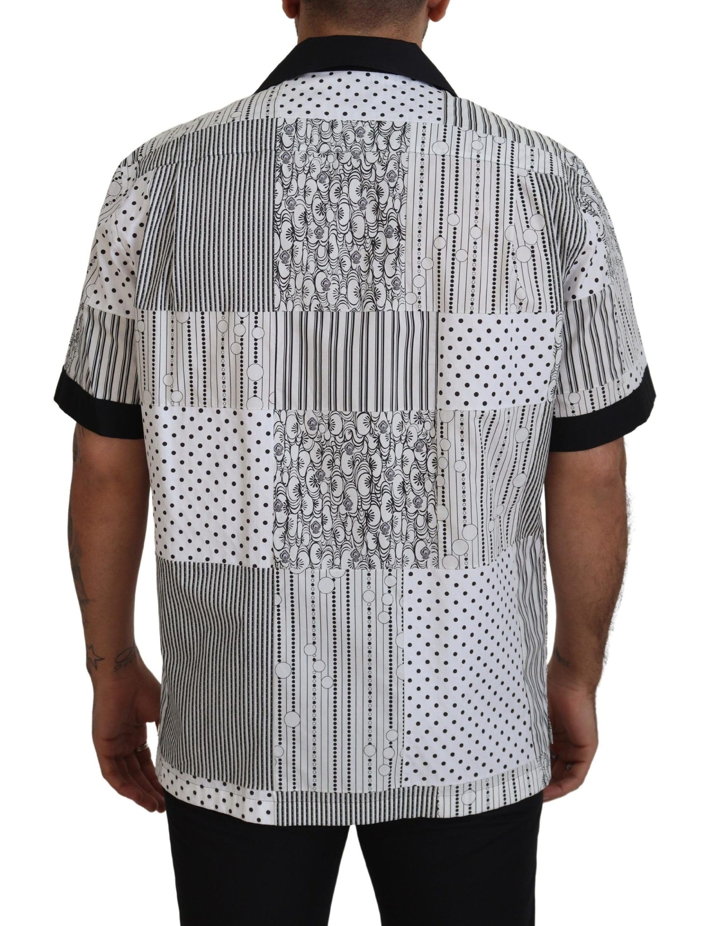 Chemise à boutons blanche et noire à motifs de Dolce &amp; Gabbana