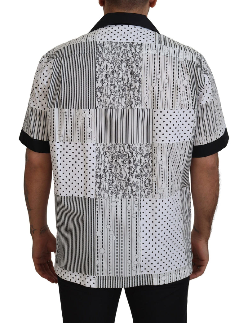 Chemise à boutons blanche et noire à motifs de Dolce &amp; Gabbana