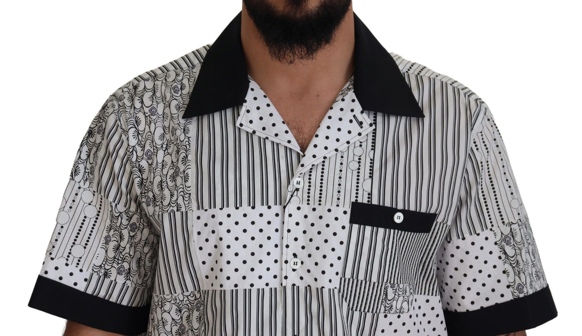 Chemise à boutons blanche et noire à motifs de Dolce &amp; Gabbana