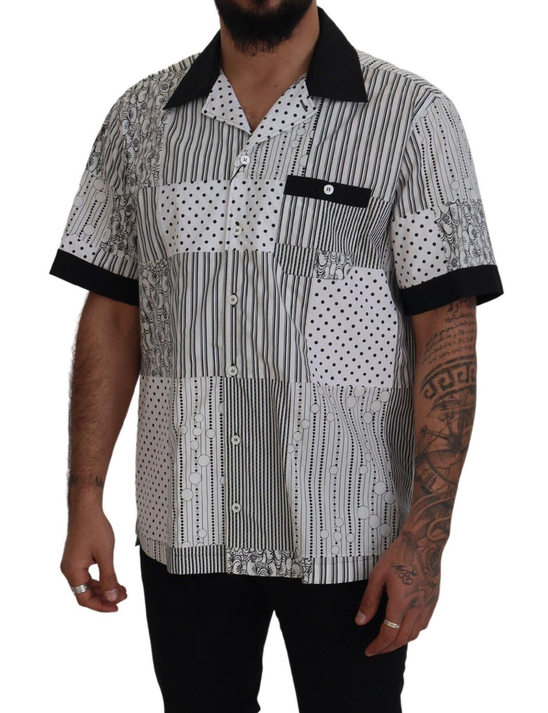 Chemise à boutons blanche et noire à motifs de Dolce &amp; Gabbana