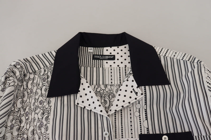 Chemise à boutons blanche et noire à motifs de Dolce &amp; Gabbana