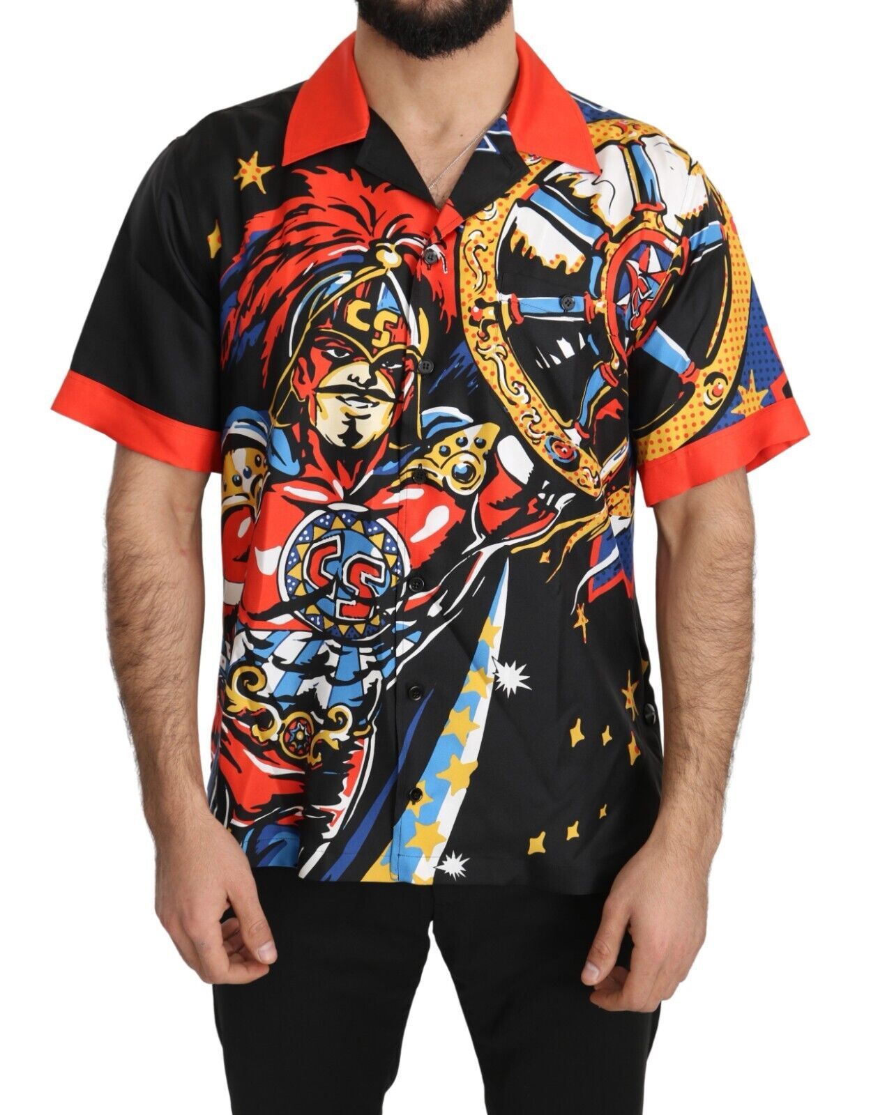 Chemise décontractée à manches courtes à imprimé multicolore de Dolce &amp; Gabbana