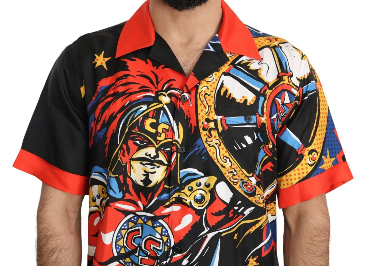 Chemise décontractée à manches courtes à imprimé multicolore de Dolce &amp; Gabbana