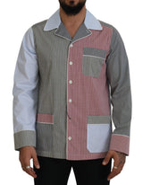 Chemise à manches longues en coton multicolore et patchwork de Dolce &amp; Gabbana