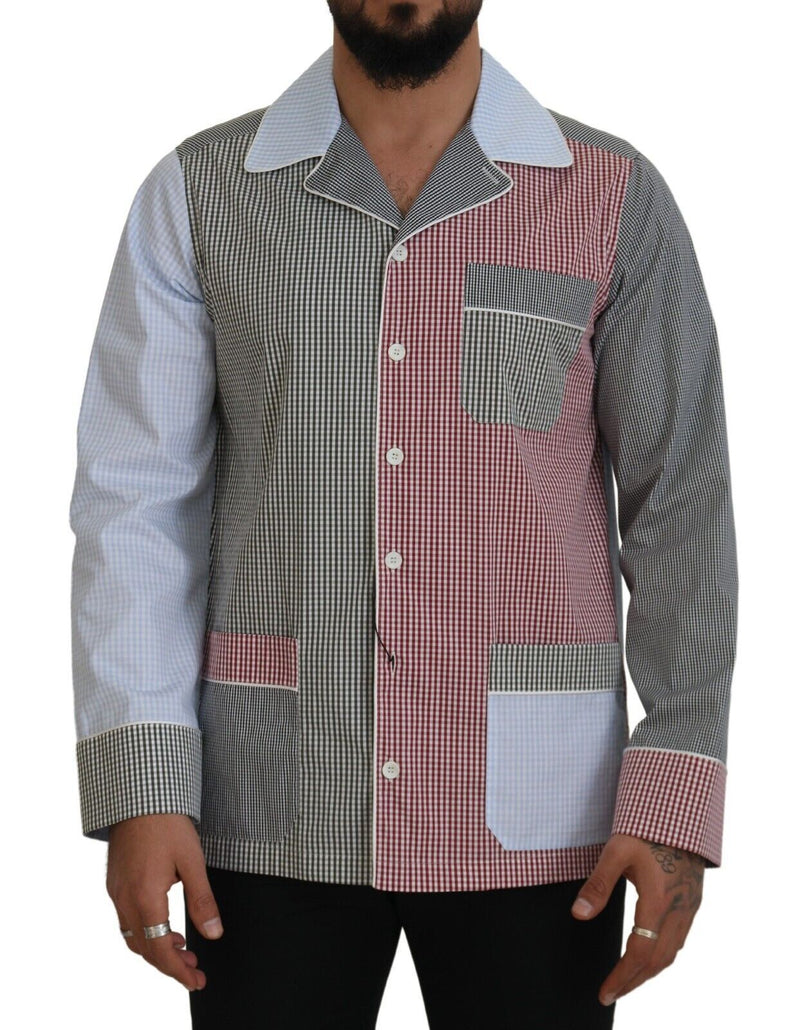 Chemise à manches longues en coton multicolore et patchwork de Dolce &amp; Gabbana