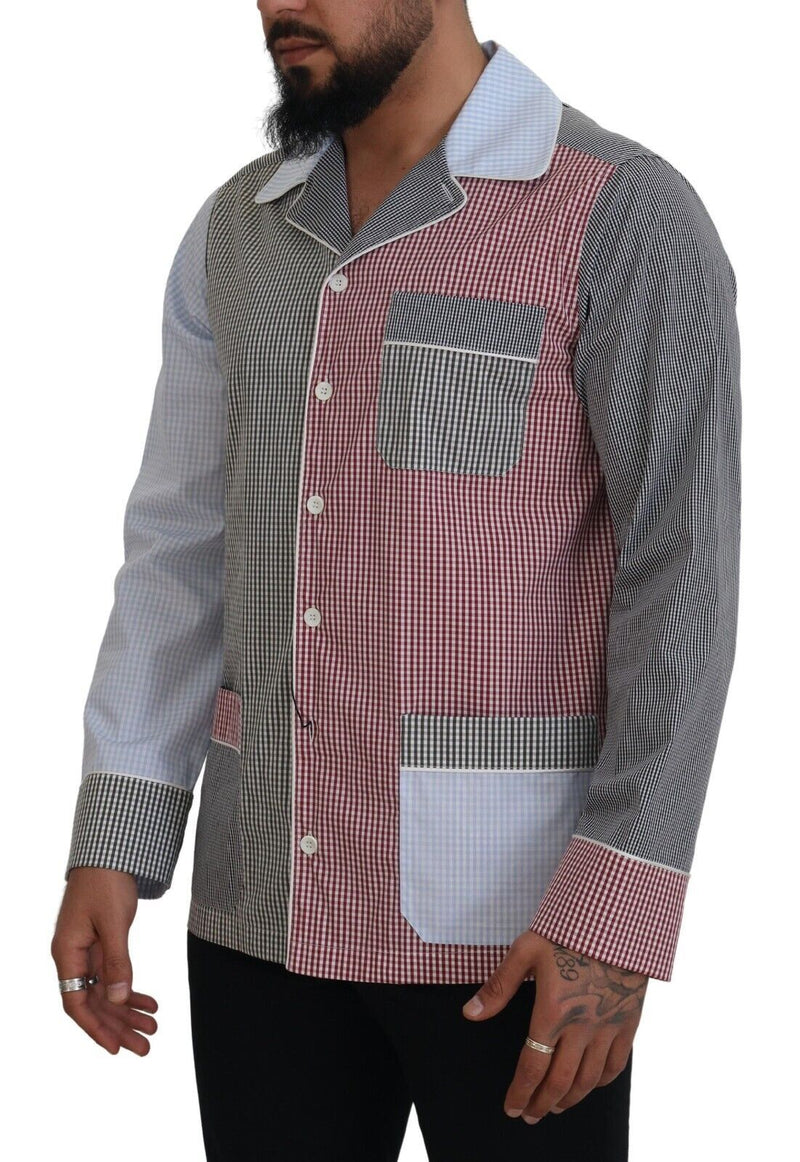 Chemise à manches longues en coton multicolore et patchwork de Dolce &amp; Gabbana