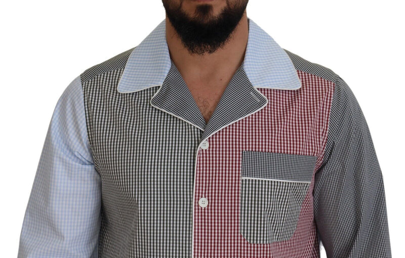 Chemise à manches longues en coton multicolore et patchwork de Dolce &amp; Gabbana