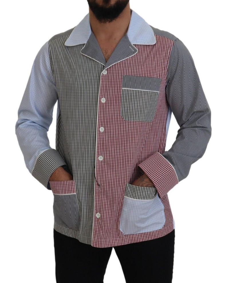 Chemise à manches longues en coton multicolore et patchwork de Dolce &amp; Gabbana
