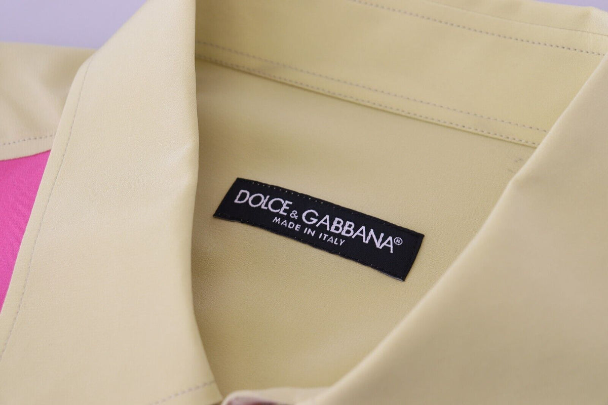 Chemise en soie à boutons multicolores et patchwork de Dolce &amp; Gabbana