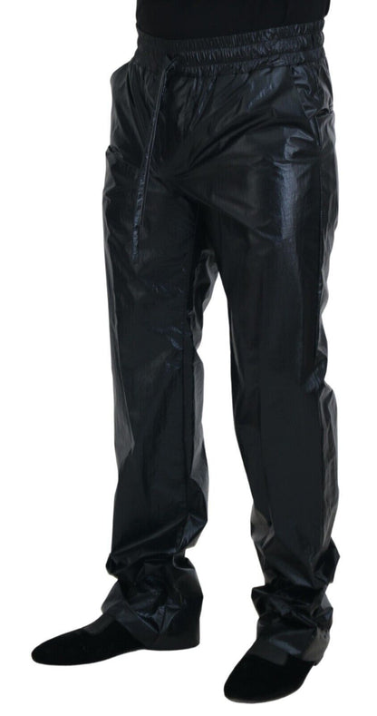 Pantalon en nylon noir brillant à cordon de Dolce &amp; Gabbana